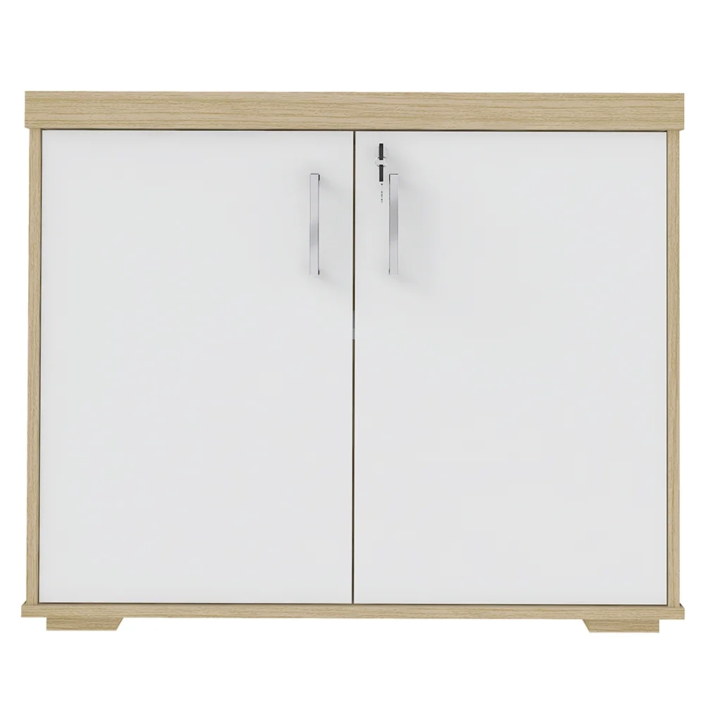 Balcão para Escritório 90cm 2 Portas Corp A06 Carvalho/Branco - Mpozenato