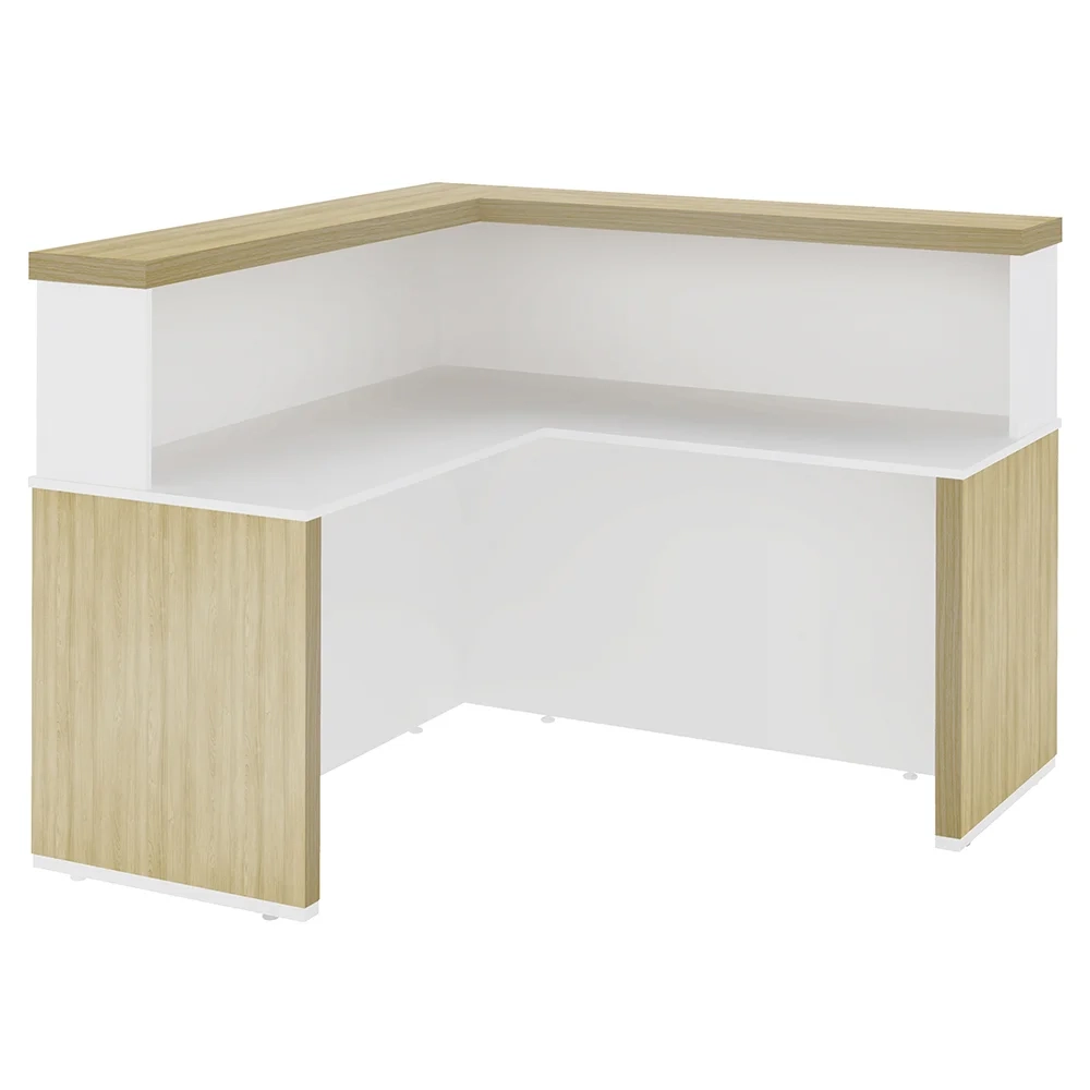 Balcão de Atendimento em L 147x147cm Corp A06 Carvalho/Branco - Mpozenato
