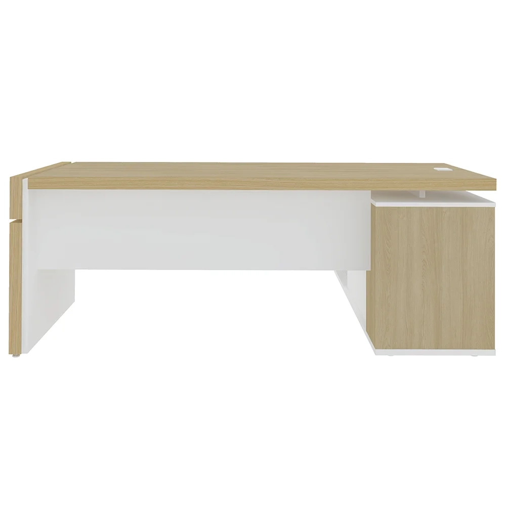 Mesa Diretor em L com Tomada 183x202cm Corp A06 Carvalho/Branco - Mpozenato