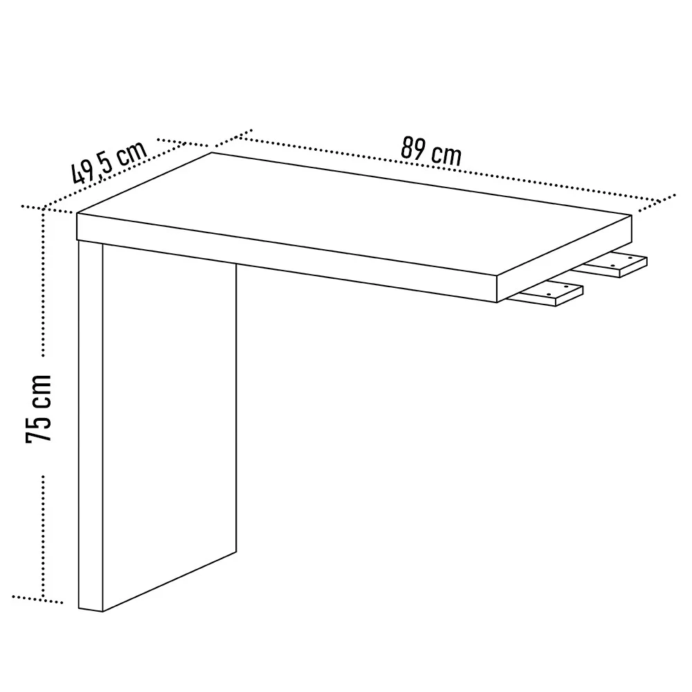 Mesa de Apoio Lateral 89cm Tamburato Corp A06 Branco - Mpozenato