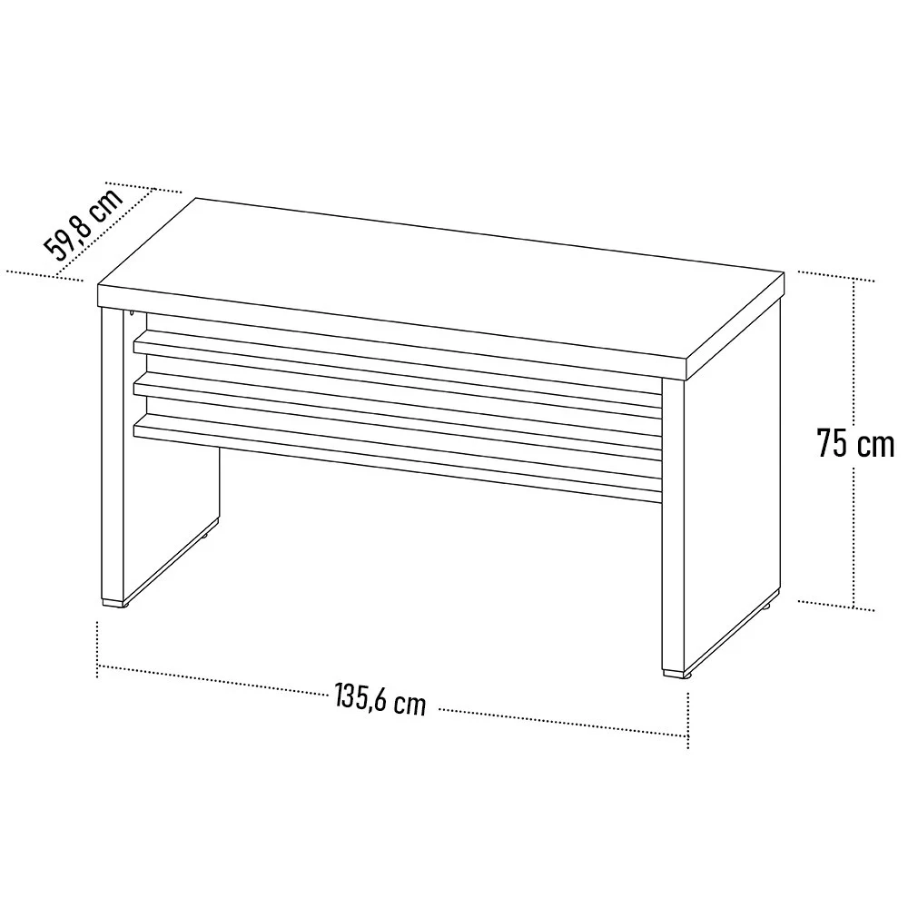 Mesa para Escritório 135cm Tamburato Corp A06 Carvalho/Branco - Mpozenato