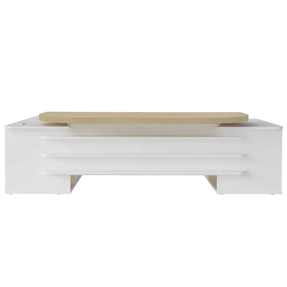 Mesa em U Presidente com Tomadas Tamburato Corp A06 Carvalho/Branco - Mpozenato