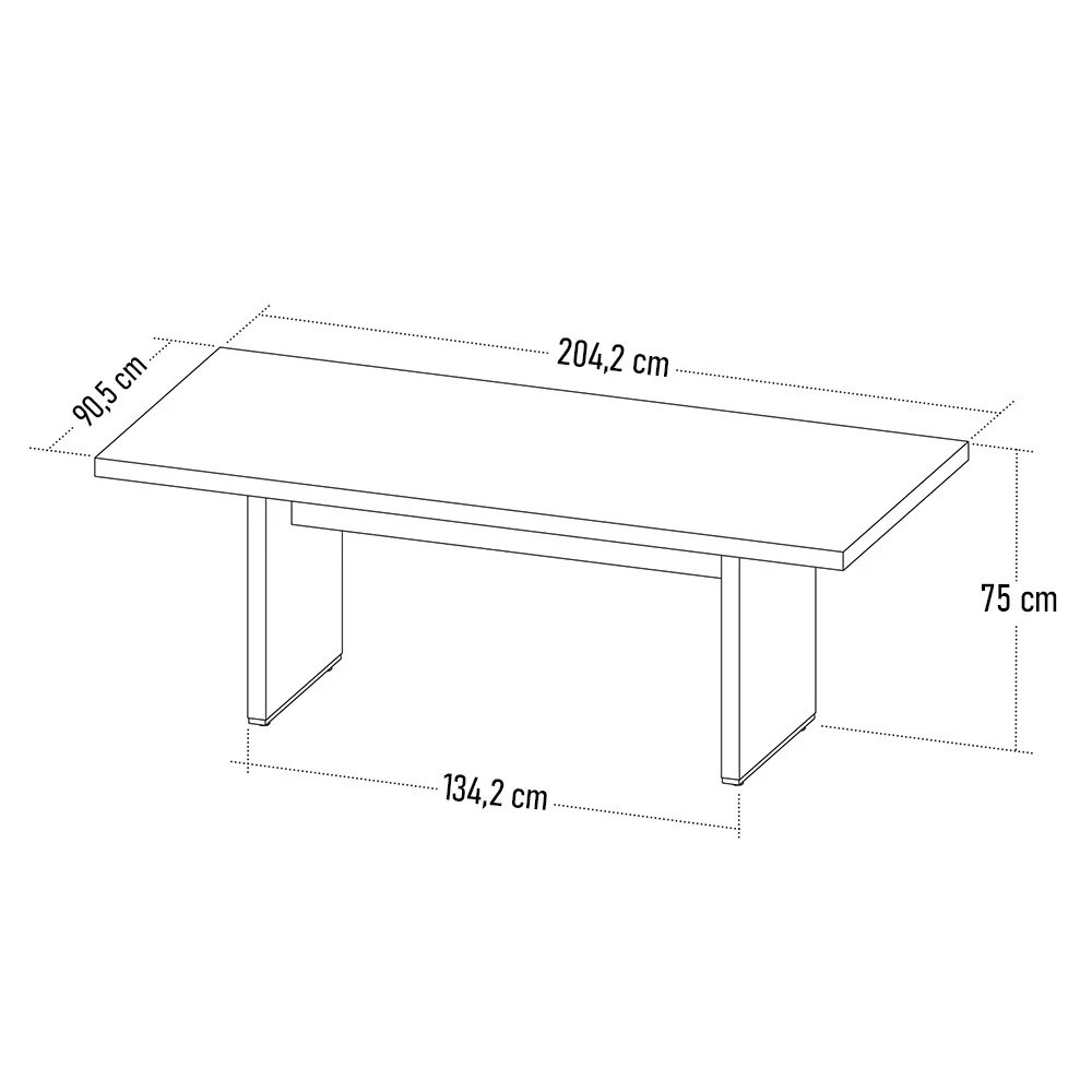 Mesa de Reunião para Escritório 204cm Tamburato Corp A06 Carvalho/Branco - Mpozenato