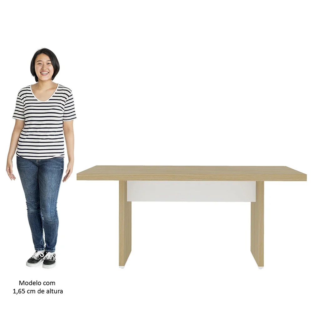 Mesa de Reunião para Escritório 204cm Tamburato Corp A06 Carvalho/Branco - Mpozenato