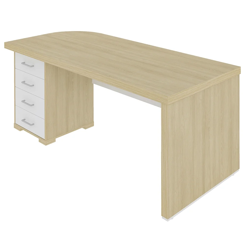 Mesa para Escritório com Gavetas Lado Esquerdo Corp A06 Carvalho/Branco - Mpozenato