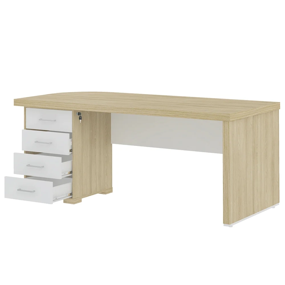 Mesa para Escritório com Gavetas Lado Esquerdo Corp A06 Carvalho/Branco - Mpozenato
