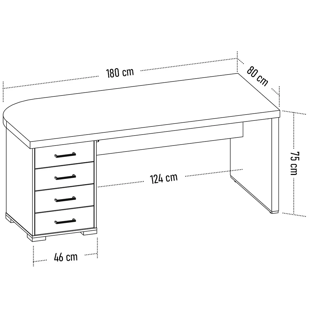 Mesa para Escritório com Gavetas Lado Esquerdo Corp A06 Carvalho/Branco - Mpozenato