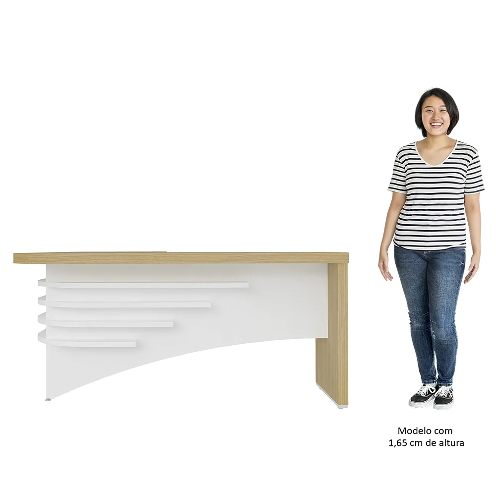 Mesa Diretor em L Lado Direito 200x180cm Corp A06 Carvalho/Branco - Mpozenato