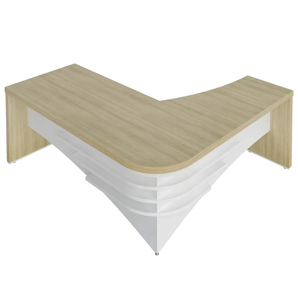 Mesa Diretor em L Lado Direito 200x180cm Corp A06 Carvalho/Branco - Mpozenato