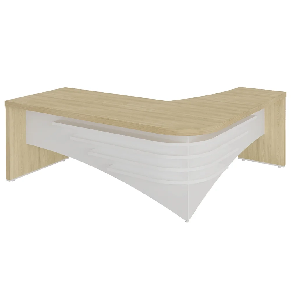 Mesa Diretor em L Lado Direito 200x180cm Corp A06 Carvalho/Branco - Mpozenato