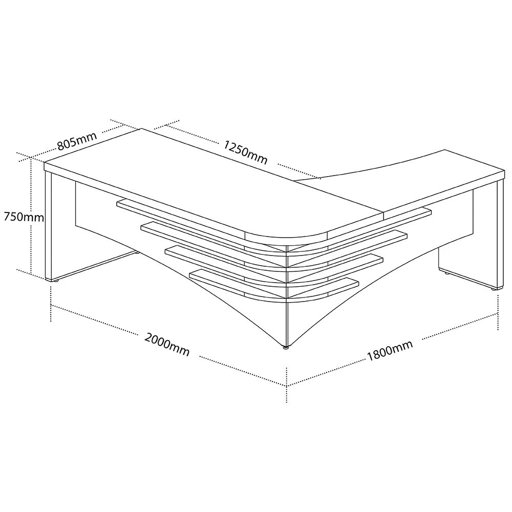 Mesa Diretor em L Lado Esquerdo 200x180cm Corp A06 Carvalho/Branco - Mpozenato
