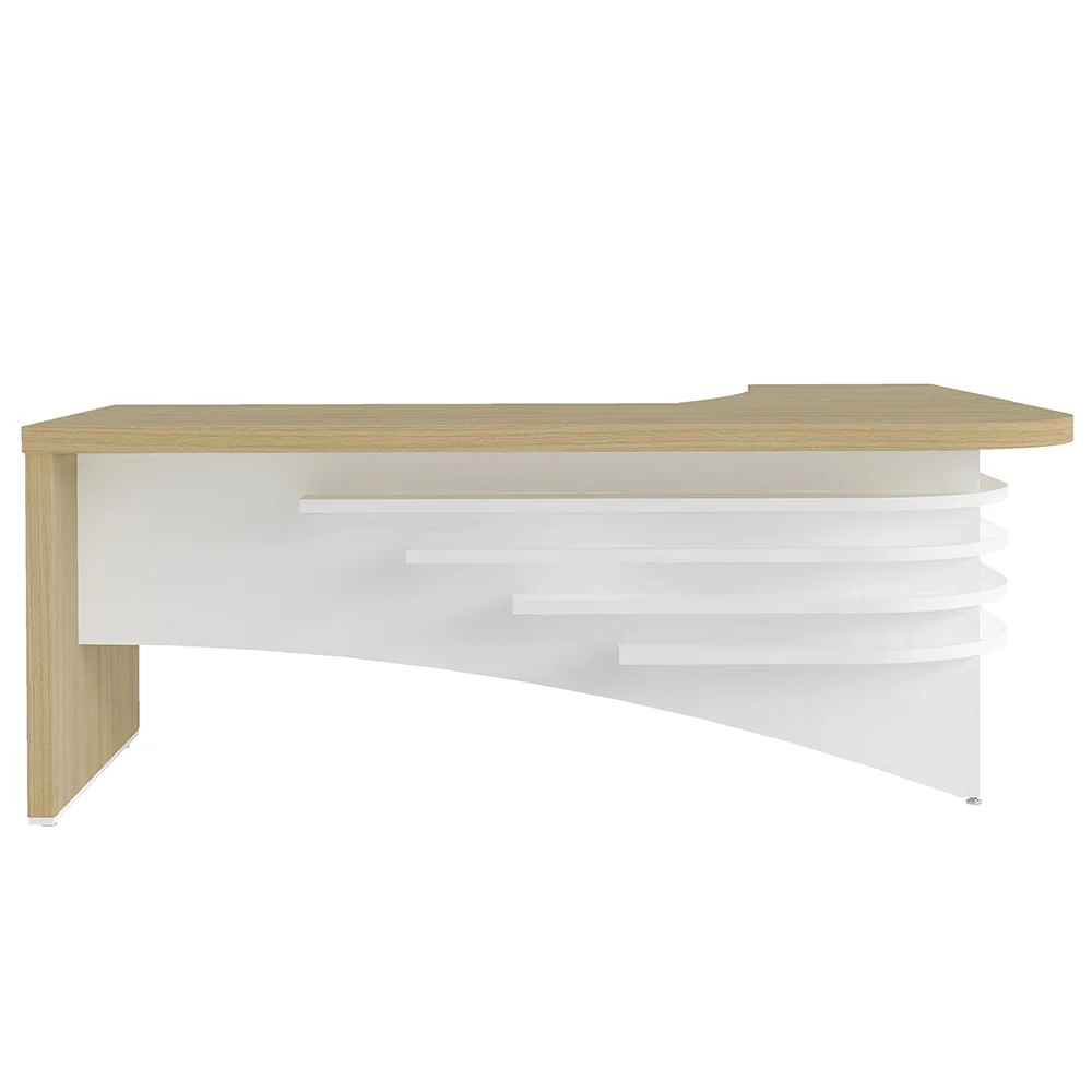 Mesa Diretor em L Lado Esquerdo 200x180cm Corp A06 Carvalho/Branco - Mpozenato