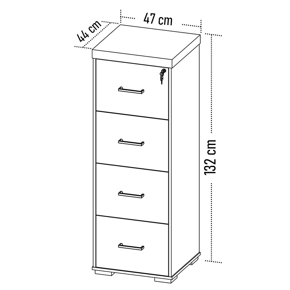 Armário Arquivo Pasta Suspensa 4 Gavetas Corp A06 Carvalho/Branco - Mpozenato