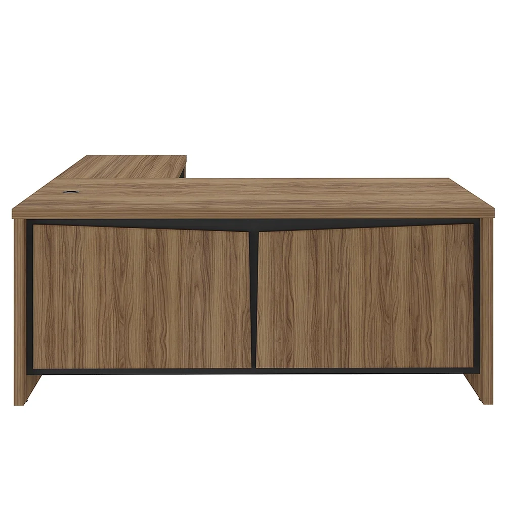 Mesa para Escritório em L 180x190cm Tamburato Corp A06 Nogal/Preto - Mpozenato