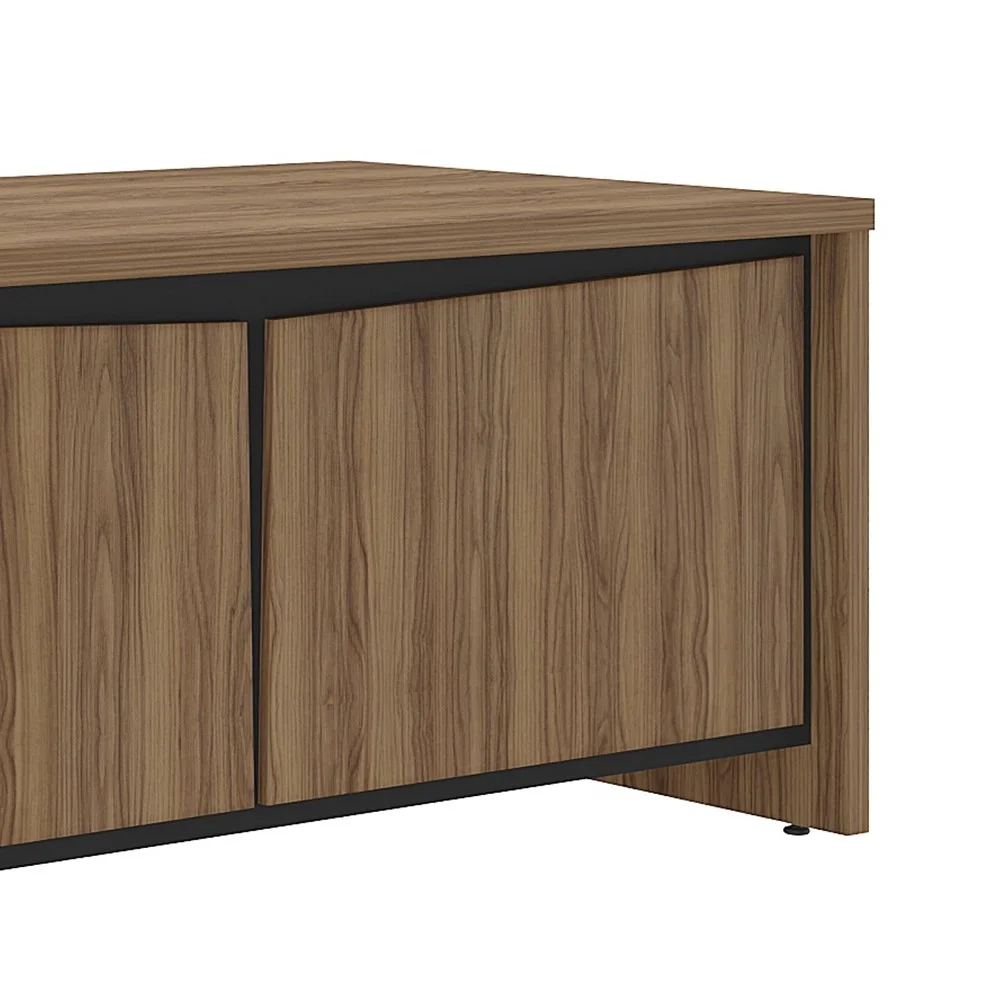 Mesa para Escritório em L 180x190cm Tamburato Corp A06 Nogal/Preto - Mpozenato