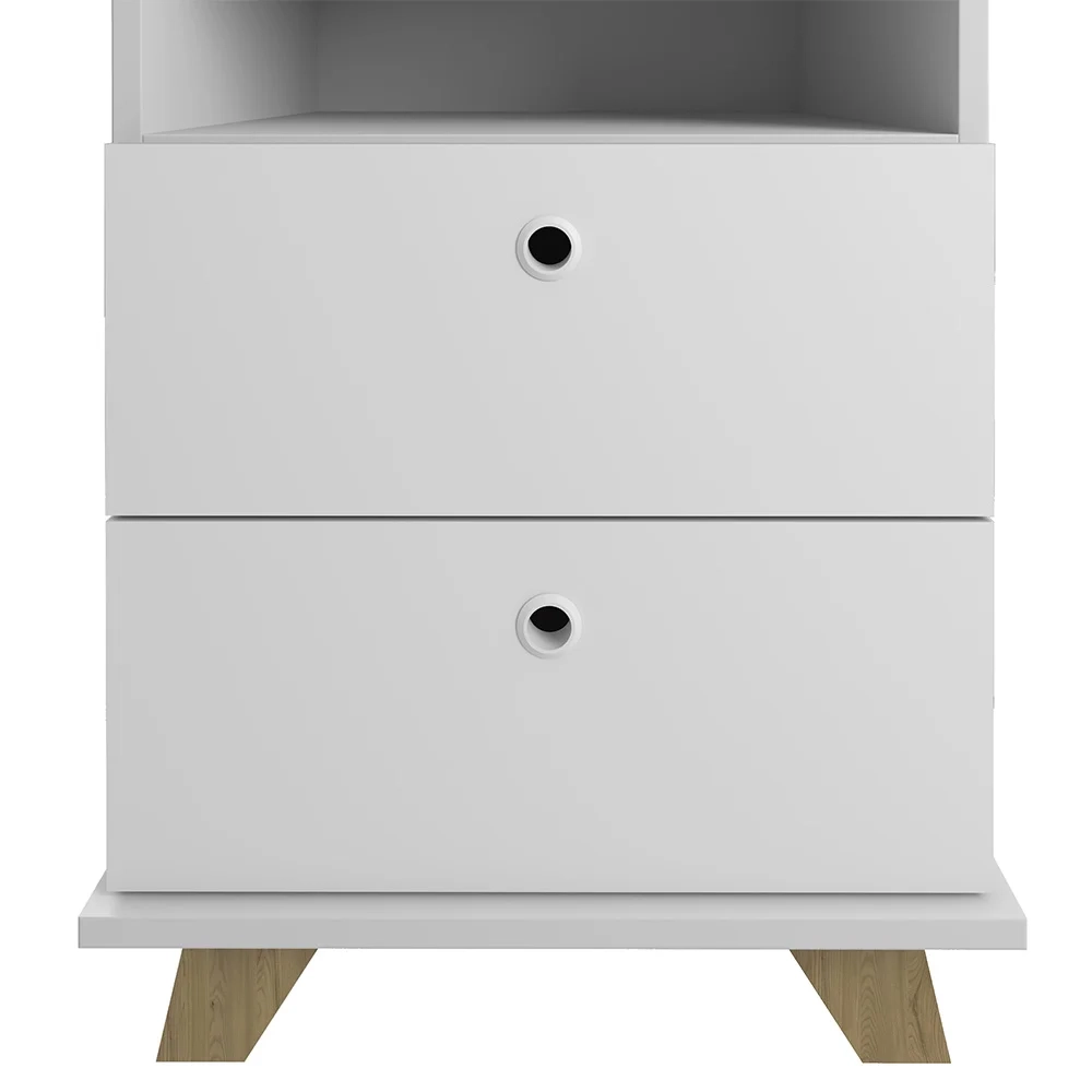 Mesa Escrivaninha em L Golden e Gaveteiro 2 Gavetas May A06 Olmo/Branco - Mpozenato