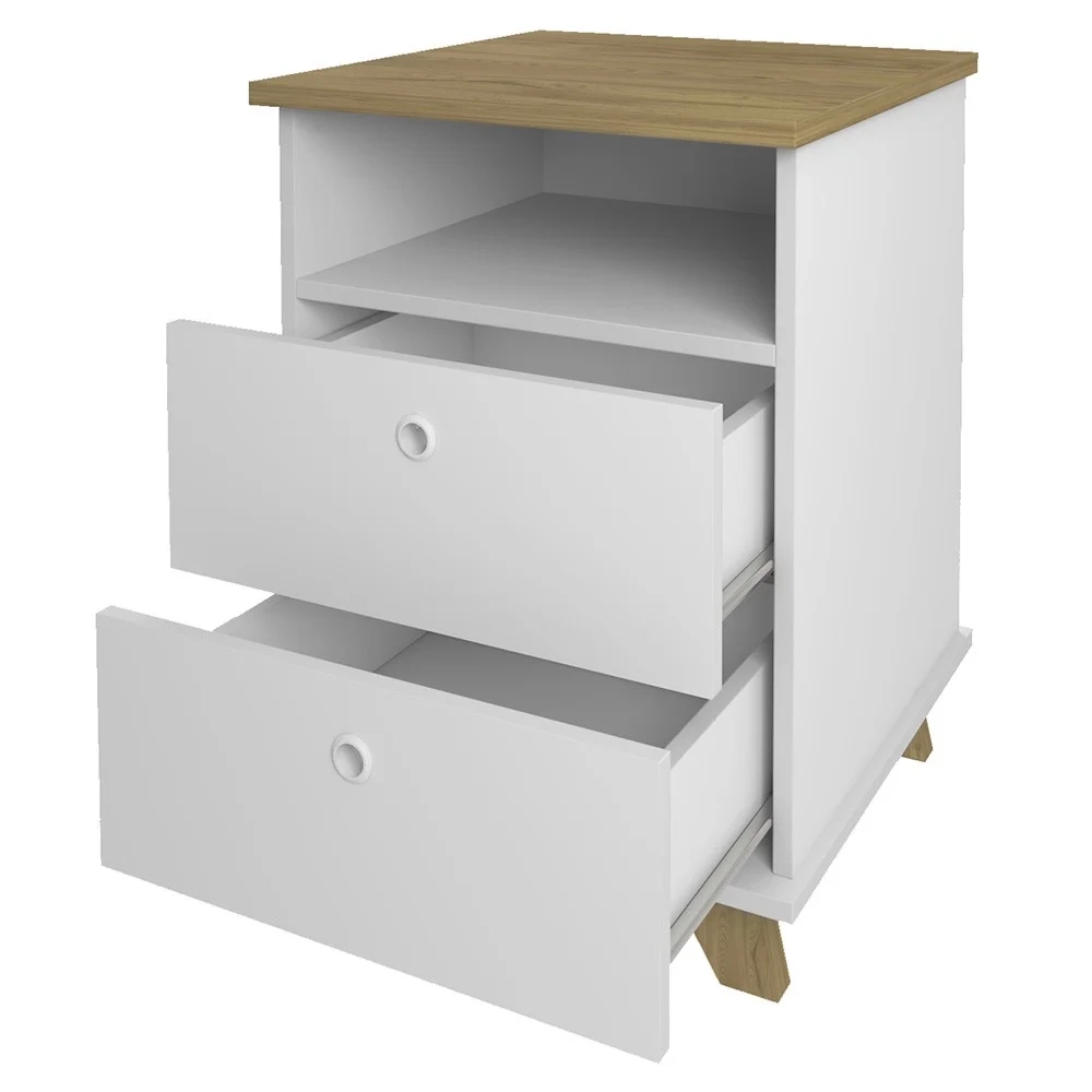 Mesa Escrivaninha 135cm Elai e Gaveteiro 2 Gavetas May A06 Olmo/Branco - Mpozenato