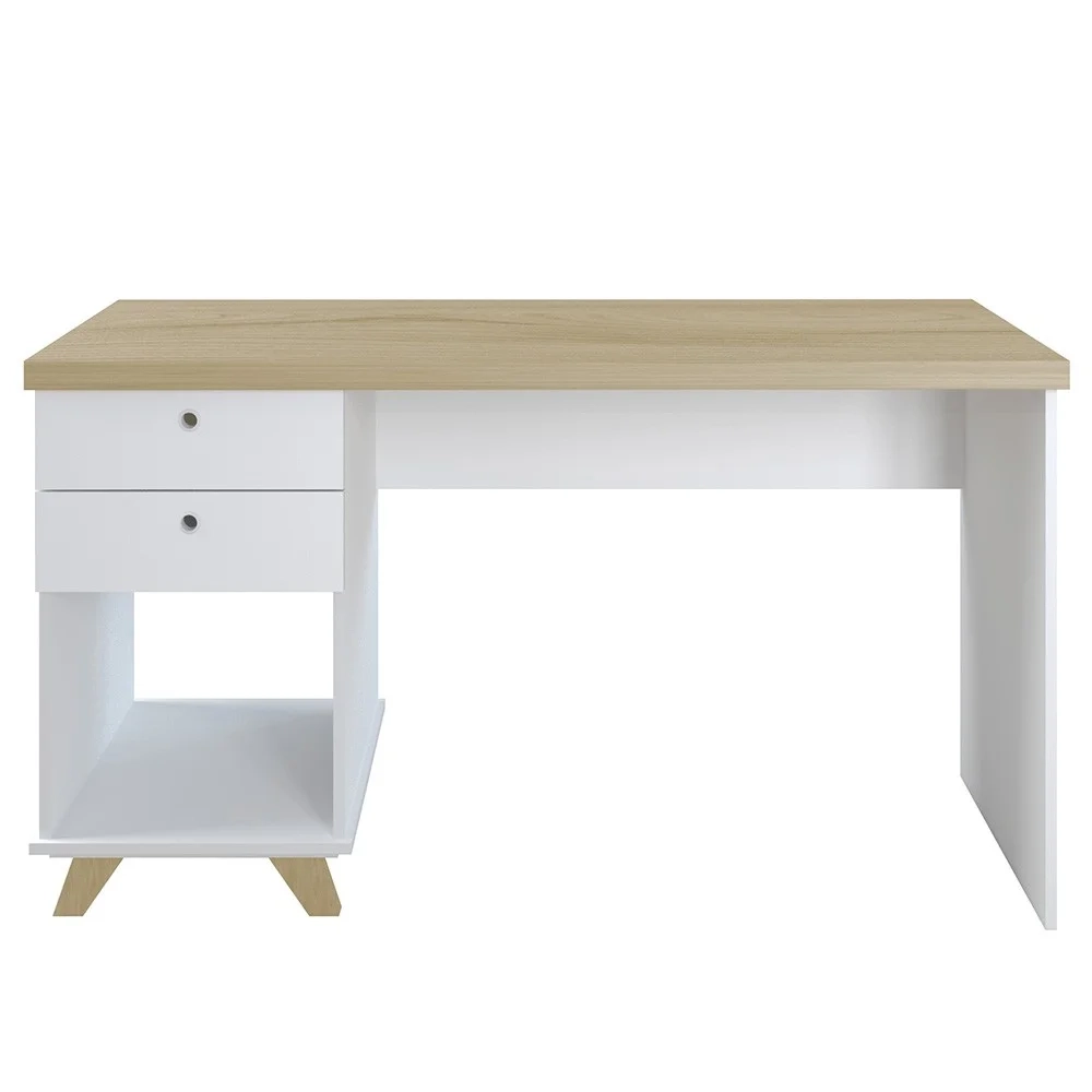 Mesa Escrivaninha 135cm Elai e Gaveteiro 2 Gavetas May A06 Olmo/Branco - Mpozenato