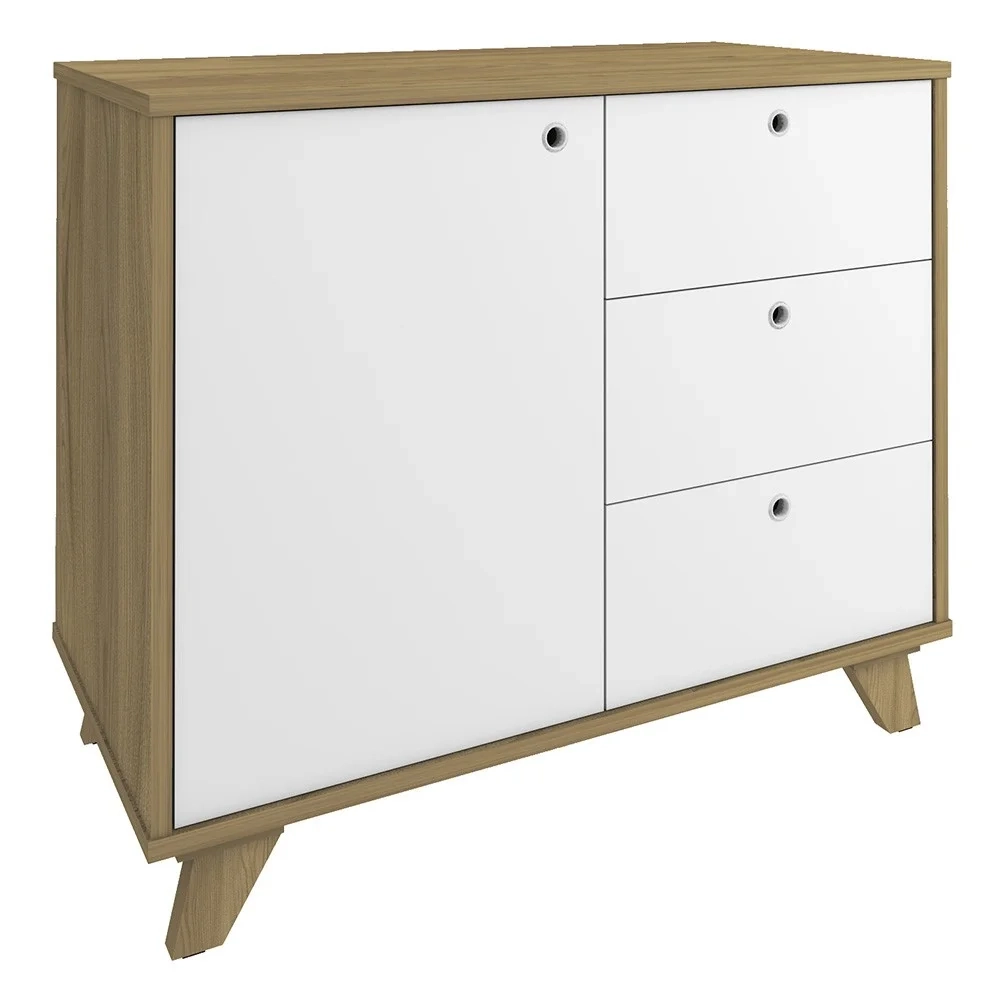 Mesa Escrivaninha 135cm Elai e Gaveteiro 2 Gavetas May A06 Olmo/Branco - Mpozenato