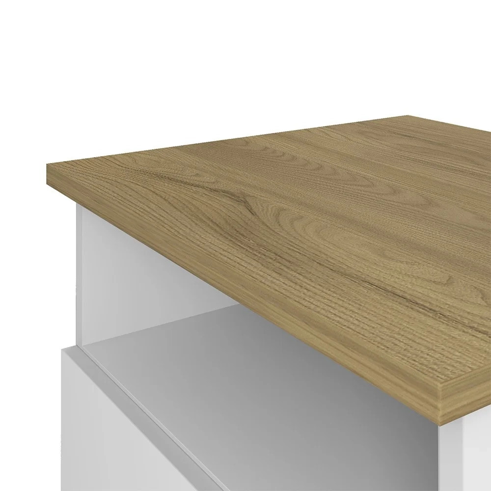 Mesa Escrivaninha 135cm Elai e Gaveteiro 2 Gavetas May A06 Olmo/Branco - Mpozenato