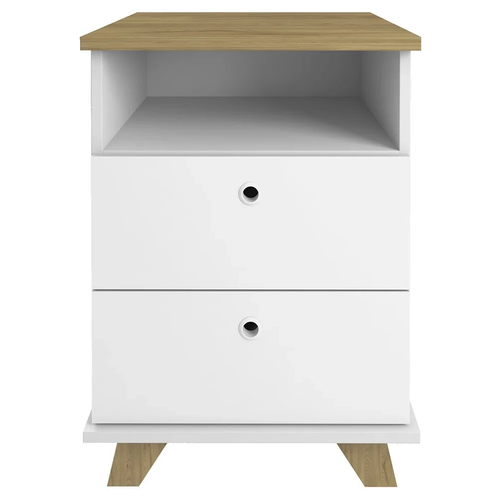Mesa Escrivaninha 135cm Elai e Gaveteiro 2 Gavetas May A06 Olmo/Branco - Mpozenato