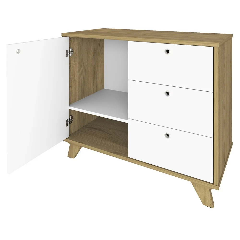 Mesa Escrivaninha 135cm Elai e Gaveteiro 2 Gavetas May A06 Olmo/Branco - Mpozenato