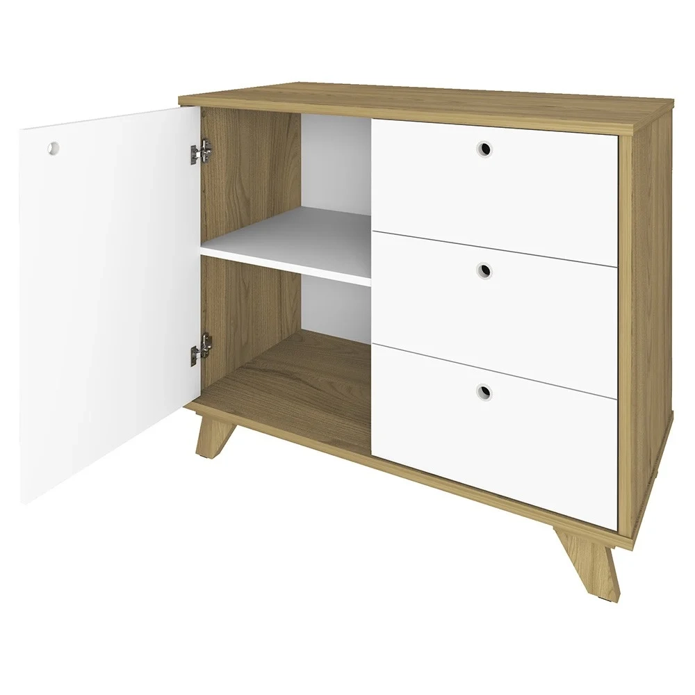 Mesa Escrivaninha 135cm Elai e Gaveteiro 2 Gavetas May A06 Olmo/Branco - Mpozenato