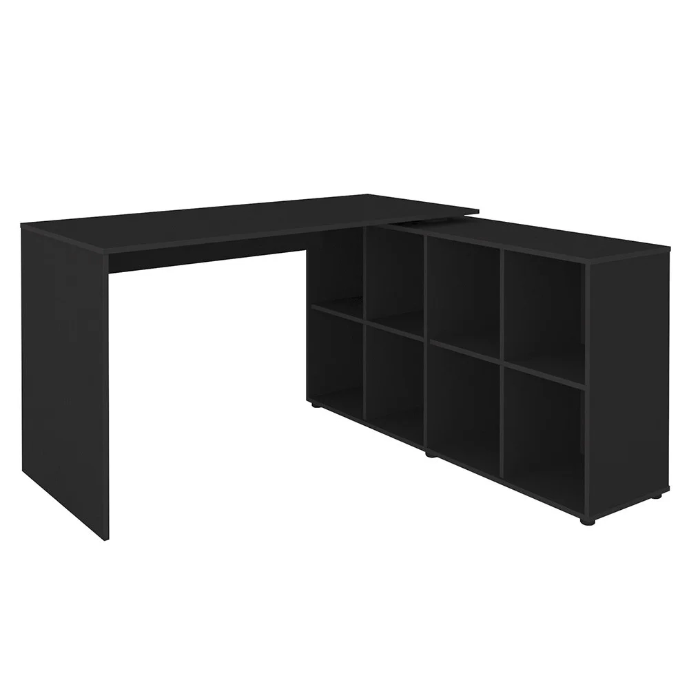 Mesa Escrivaninha em L Eron e Gaveteiro com Rodízios Mity A06 Preto - Mpozenato