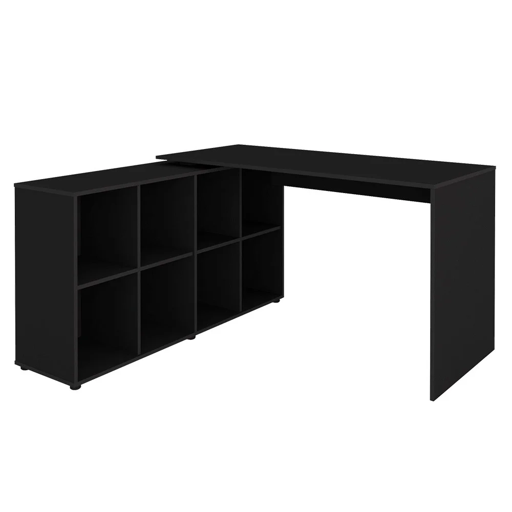 Mesa Escrivaninha em L Eron e Gaveteiro com Rodízios Mity A06 Preto - Mpozenato