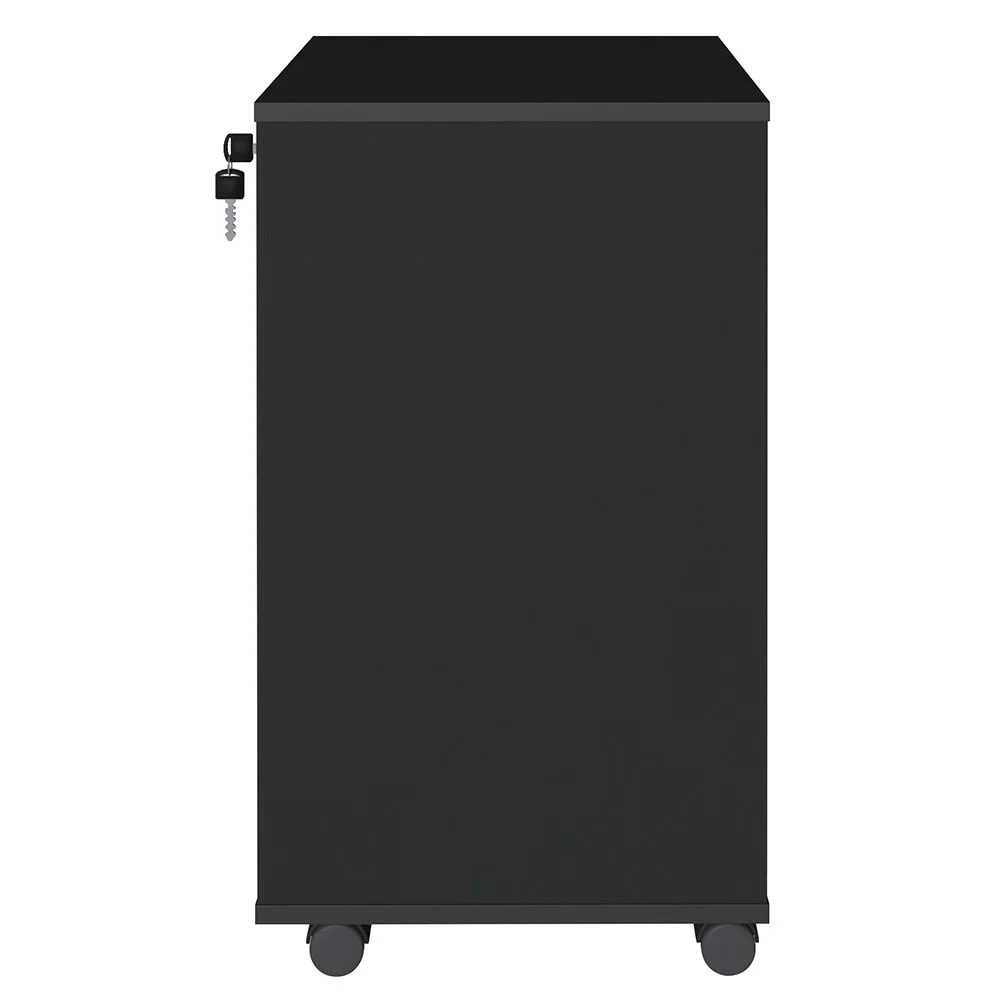 Mesa Escrivaninha em L Eron e Gaveteiro com Rodízios Mity A06 Preto - Mpozenato