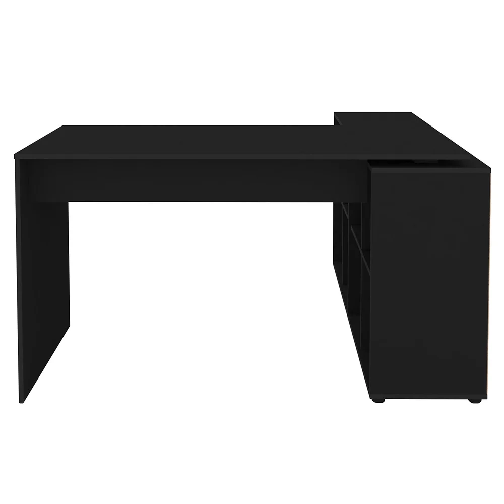 Mesa Escrivaninha em L Eron e Gaveteiro com Rodízios Mity A06 Preto - Mpozenato