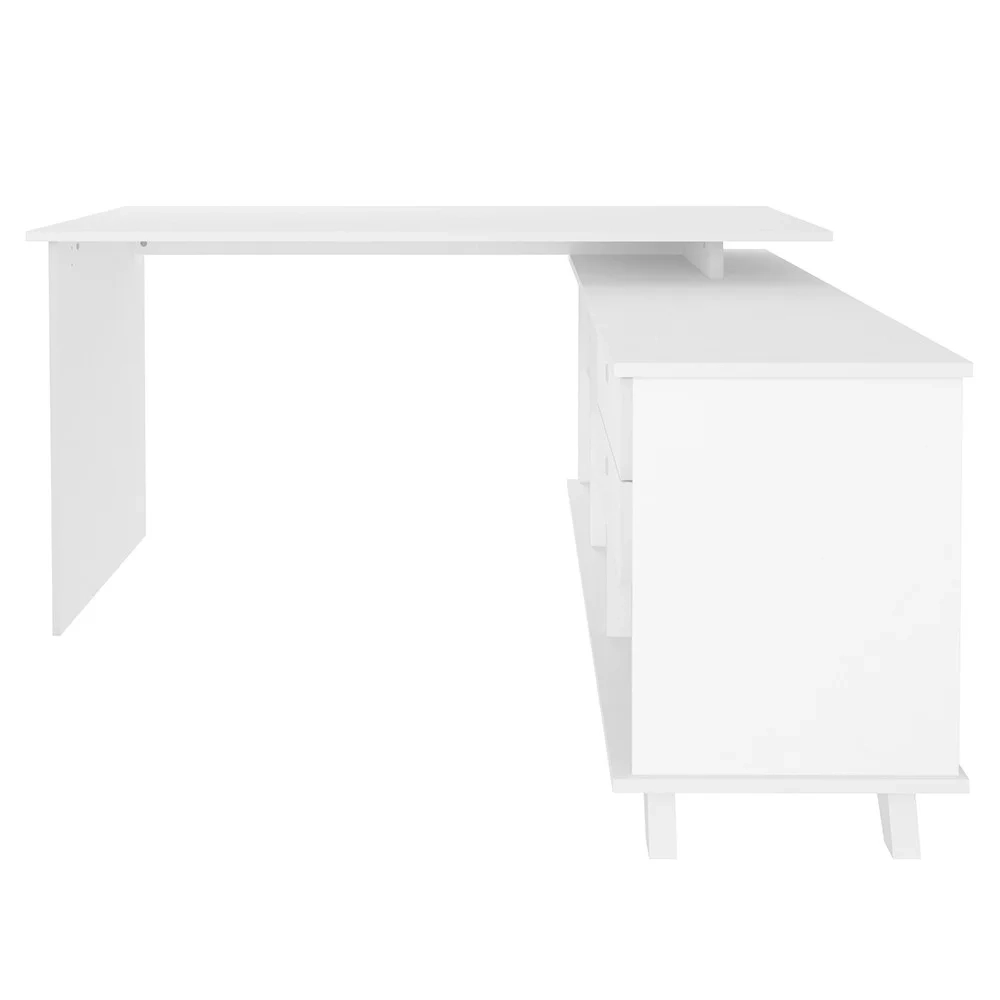 Mesa Escrivaninha em L Golden e Gaveteiro 3 Gavetas Nil A06 Branco - Mpozenato