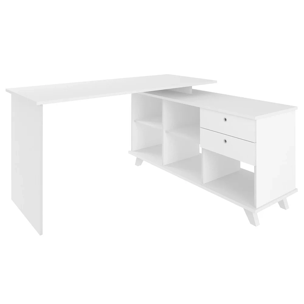 Mesa Escrivaninha em L Golden e Gaveteiro 3 Gavetas Nil A06 Branco - Mpozenato