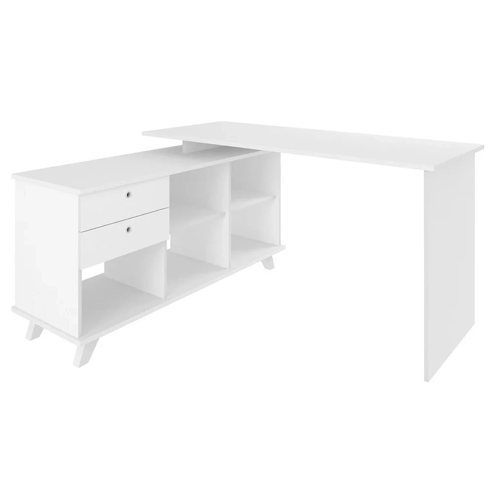 Mesa Escrivaninha em L Golden e Gaveteiro 3 Gavetas Nil A06 Branco - Mpozenato