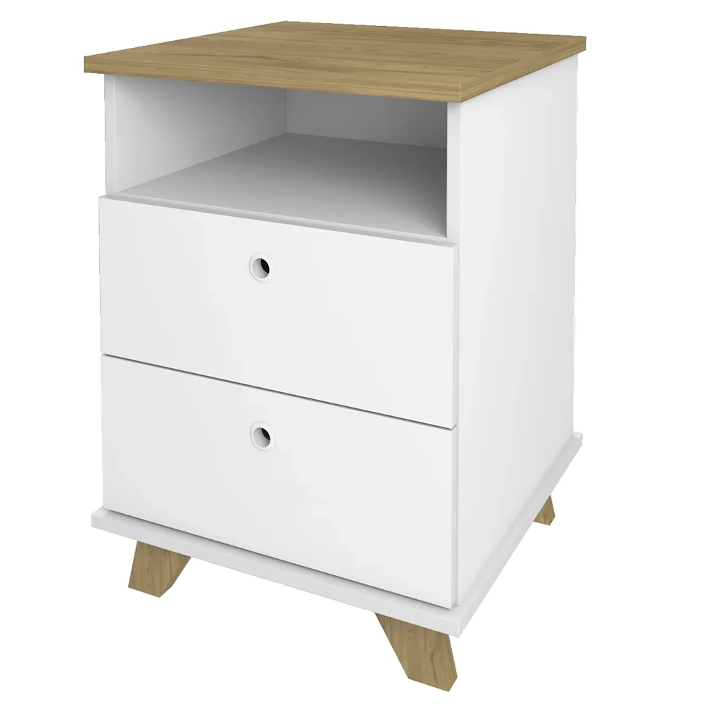 Mesa Escrivaninha Cavalete 135cm e Gaveteiro 2 Gavetas May A06 Olmo/Branco - Mpozenato