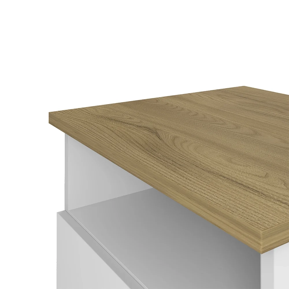 Mesa Escrivaninha Cavalete 135cm e Gaveteiro 2 Gavetas May A06 Olmo/Branco - Mpozenato