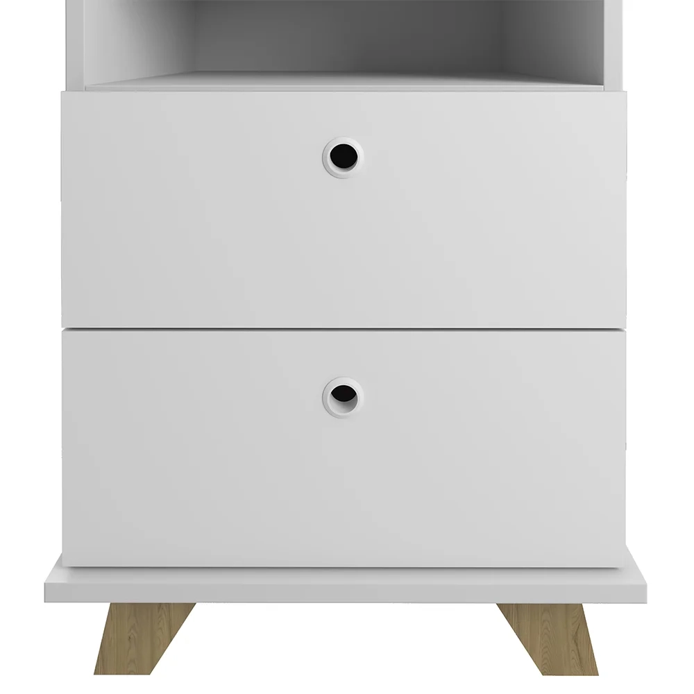 Mesa Escrivaninha Cavalete 135cm e Gaveteiro 2 Gavetas May A06 Olmo/Branco - Mpozenato