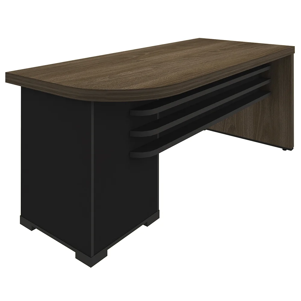 Mesa para Escritório 4 Gavetas Lado Direito e Mesa Auxiliar Corp A06 Charuto/Preto - Mpozenato
