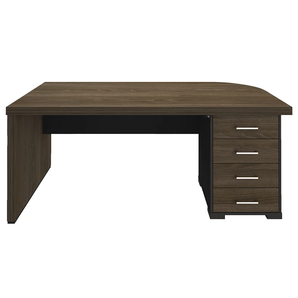Mesa para Escritório 4 Gavetas Lado Direito e Mesa Auxiliar Corp A06 Charuto/Preto - Mpozenato