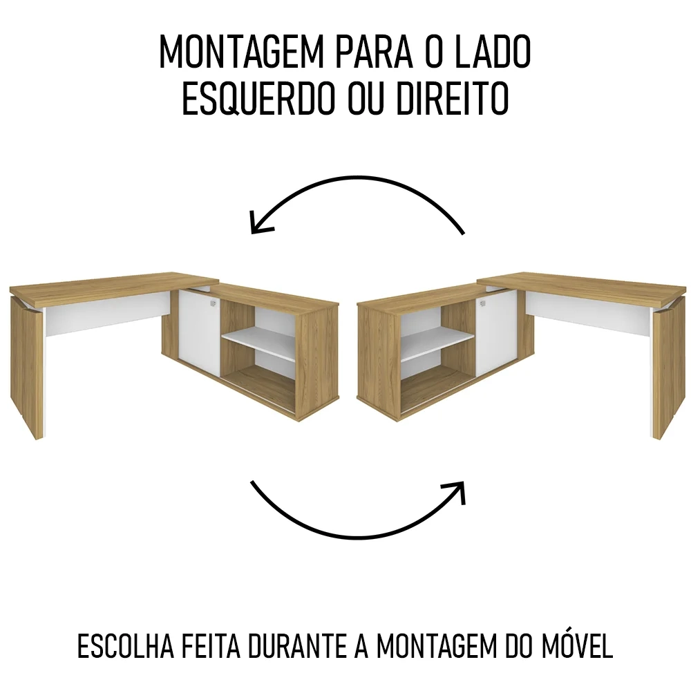 Conjunto Escritório Home Office 4 Peças Sharp A06 Olmo/Branco - Mpozenato