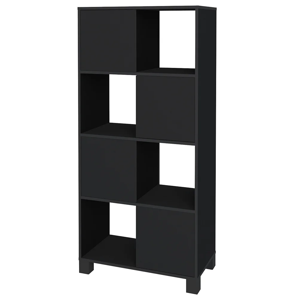 Mesa Escrivaninha em L Eron e Estante Livreiro Maly A06 Ipê/Preto - Mpozenato 