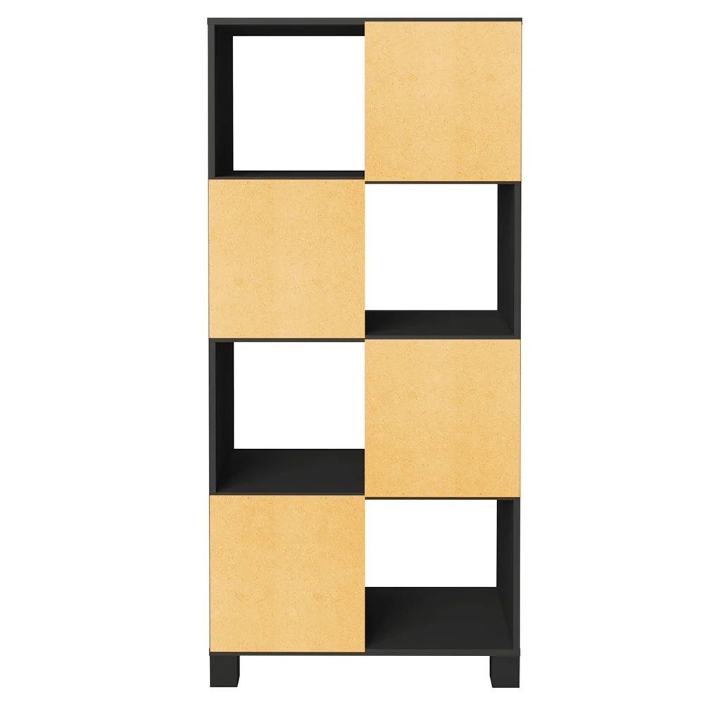 Mesa Escrivaninha em L Eron e Estante Livreiro Maly A06 Preto - Mpozenato 