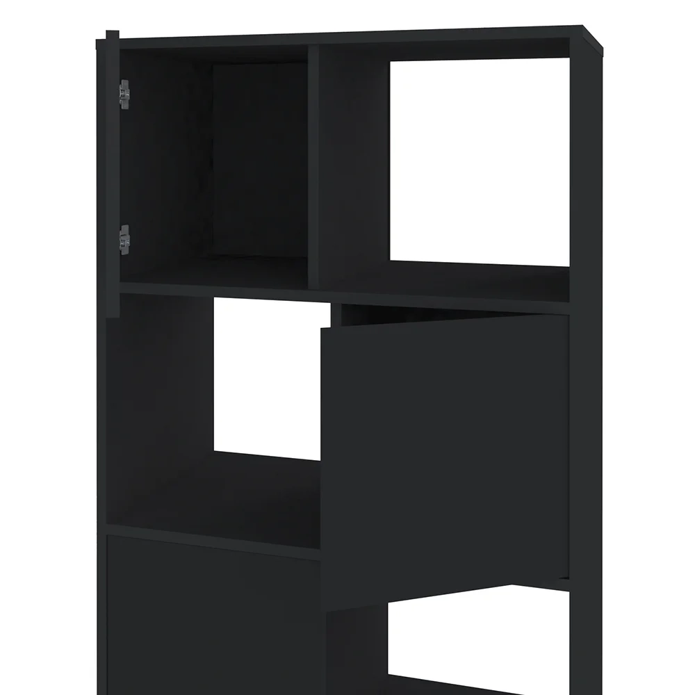 Mesa Escrivaninha em L Eron e Estante Livreiro Maly A06 Preto - Mpozenato 