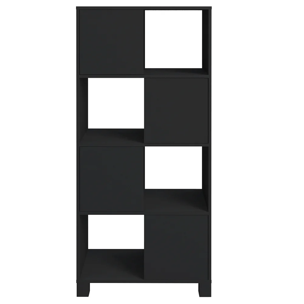 Mesa Escrivaninha em L Eron e Estante Livreiro Maly A06 Preto - Mpozenato 