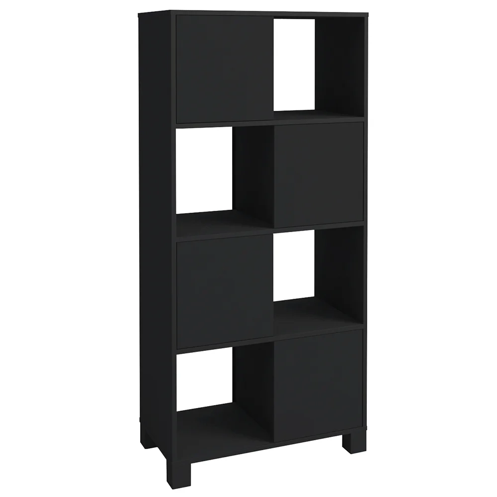 Mesa Escrivaninha em L Eron e Estante Livreiro Maly A06 Preto - Mpozenato 