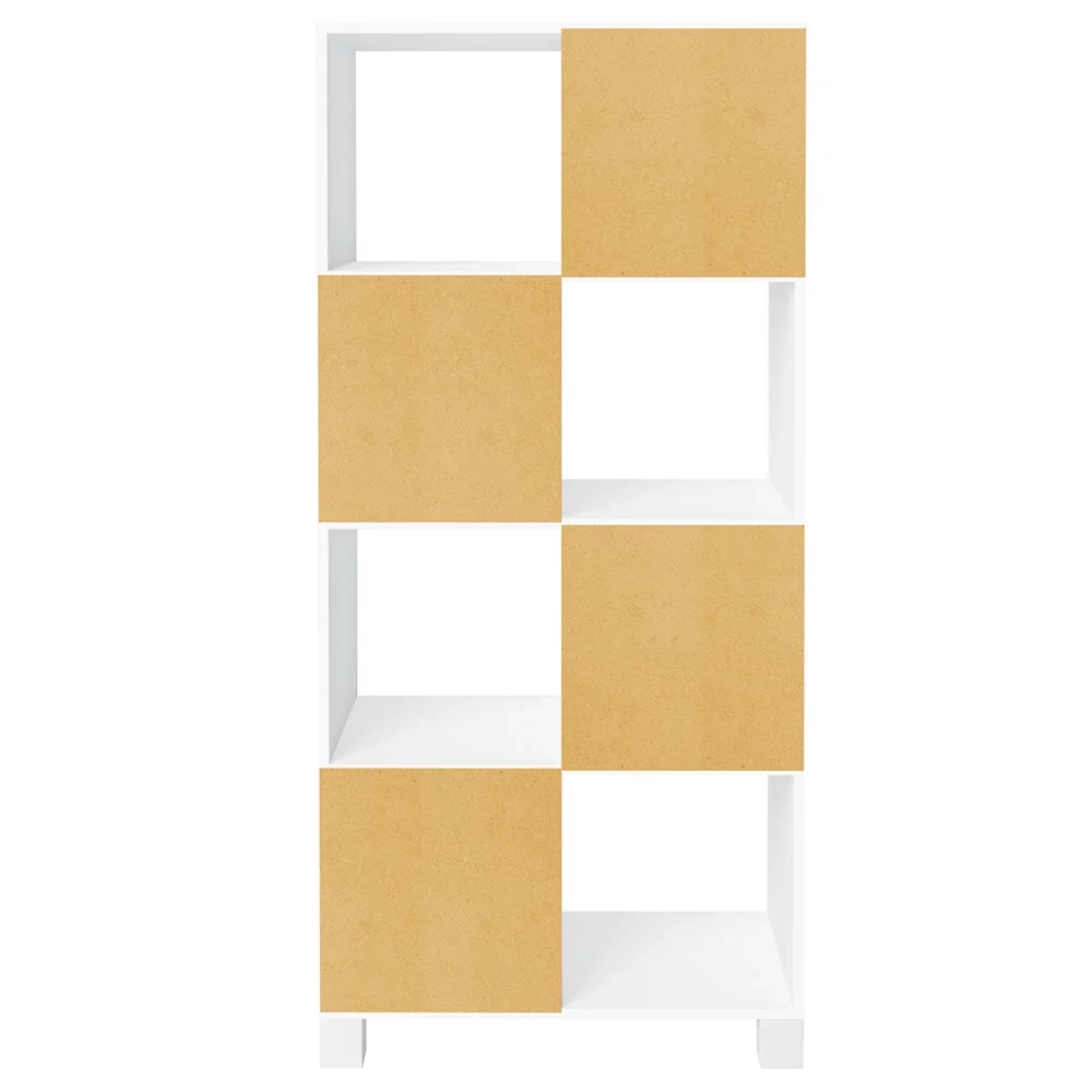 Mesa Escrivaninha em L Eron e Estante Livreiro Maly A06 Branco/Carvalho - Mpozenato 