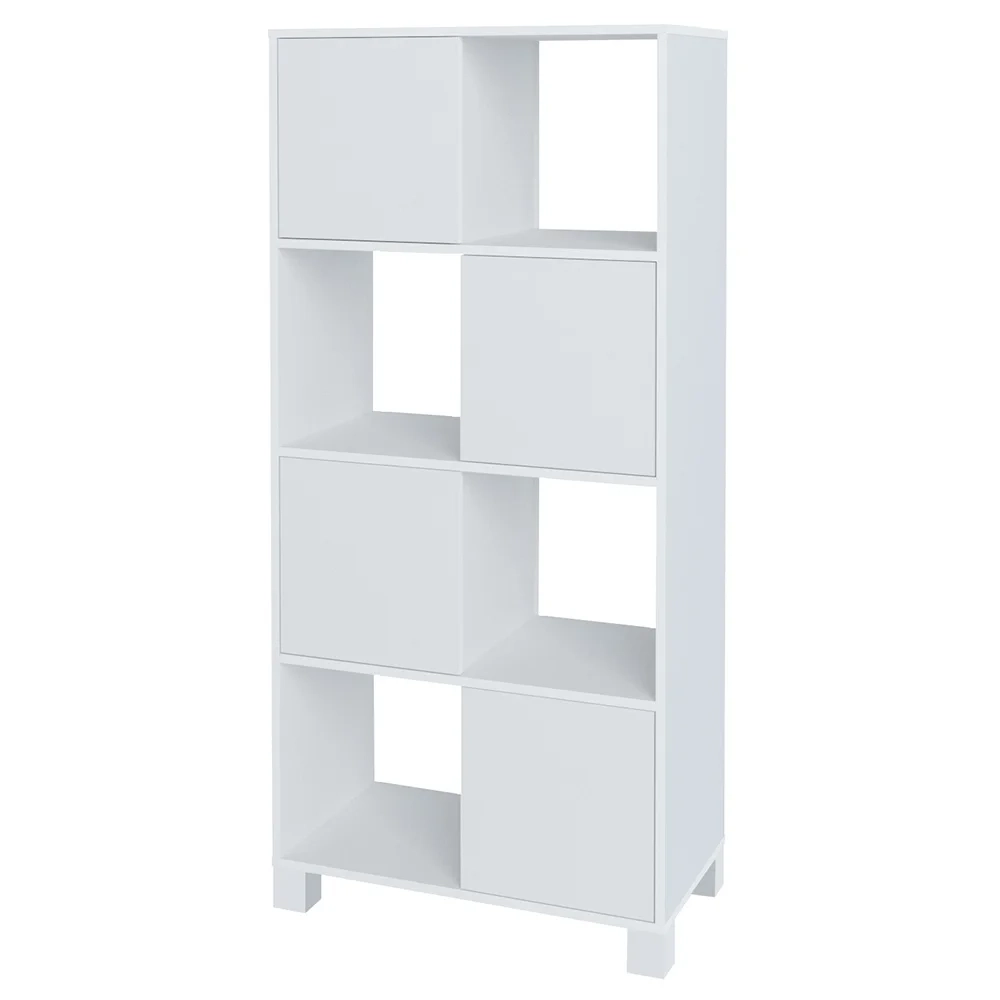 Mesa Escrivaninha em L Eron e Estante Livreiro Maly A06 Branco - Mpozenato 