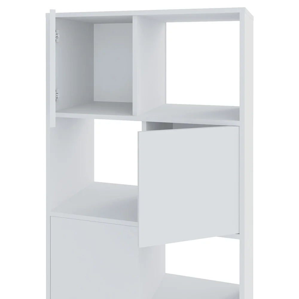 Mesa Escrivaninha em L Eron e Estante Livreiro Maly A06 Branco - Mpozenato 