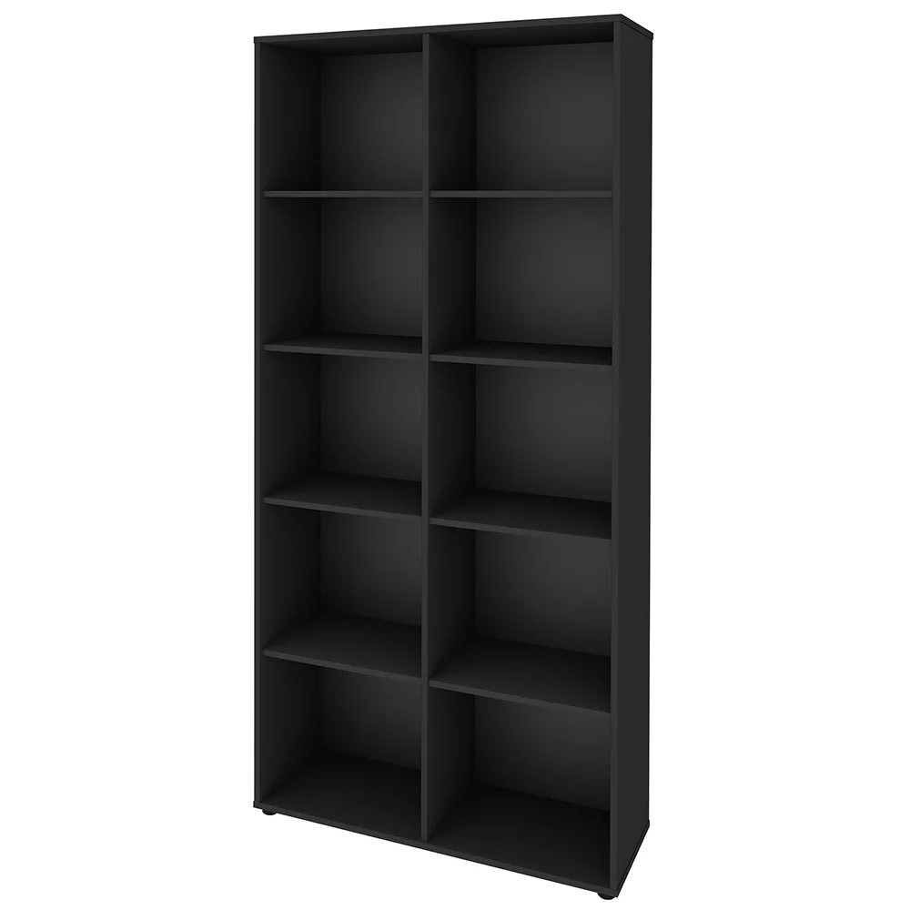 Mesa Escrivaninha em L Eron e Estante Livreiro 90x187cm Lean A06 Preto - Mpozenato 