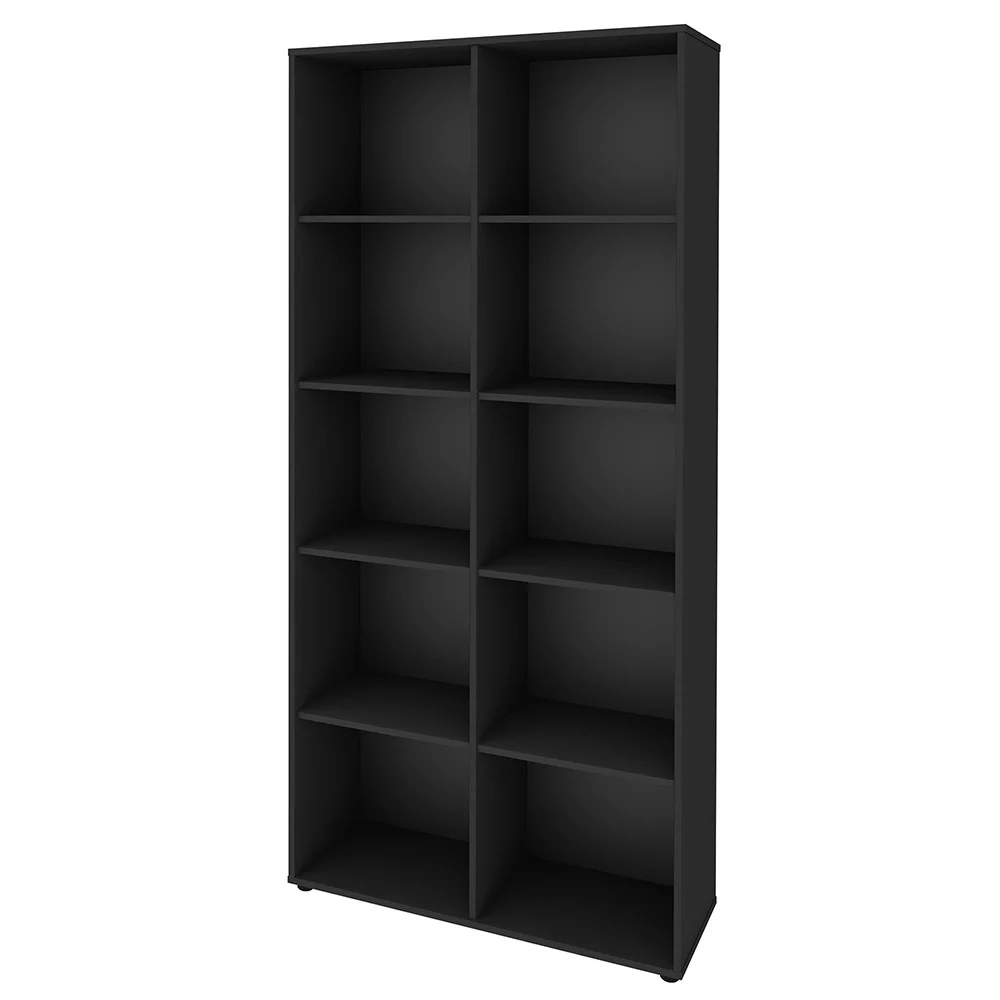 Mesa Escrivaninha em L Eron e Estante Livreiro 90x187cm Lean A06 Ipê/Preto - Mpozenato 